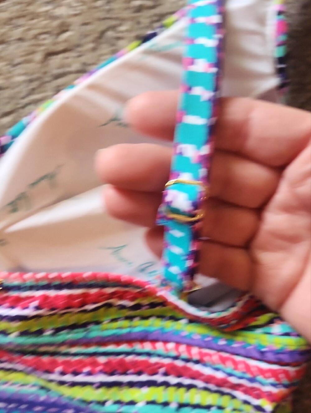 Anne Cole Multicolor Striped Bikini Top with Purple Trim - Picture 8 of 11
